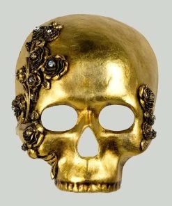 Carta Alta Skull Rose Gold Venetian Handmade Masquerade Mask