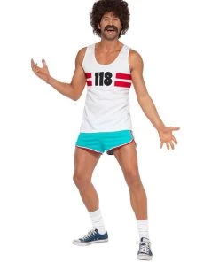 Smiffy's Mens Running 1970's Men's Costume 1980's Fancy Dress Outfit