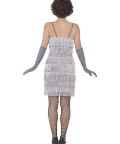 Smiffy's Flapper 1920's Shorter Silver Fringed Adult Costume For Sale Womens