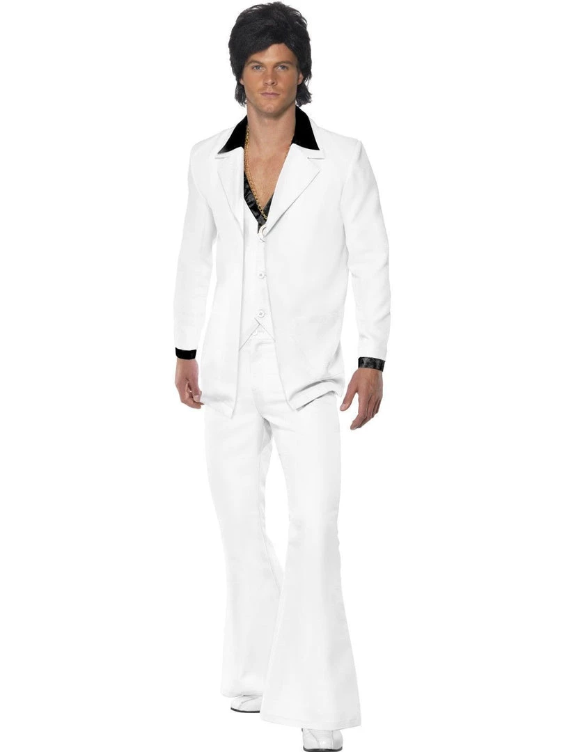 Smiffy's Mens Disco Fever 1970's White Suit Men's Costume For Sale 3 Smiffy's Mens Disco Fever 1970's White Suit Men's Costume For Sale