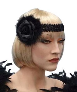 Carnival Products Womens Rose Black Flapper 20's Headband