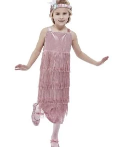 Smiffy's 20s Pink Flapper Costume For Girls Kids