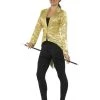 Smiffys Gold Sequin Tailcoat Jacket Showgirl Costume