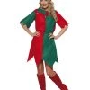 Smiffy's Elf Red And Green Adult Women's Christmas Costume