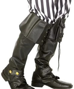 Smiffys Mens Pirate Black Vinyl Accessory Bootcovers For Adults