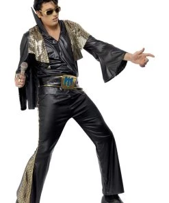 Smiffys Elvis Black & Gold Adult Men's Costume