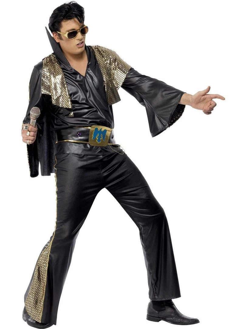 Smiffys Elvis Black & Gold Adult Men's Costume 3 Smiffys Elvis Black & Gold Adult Men's Costume