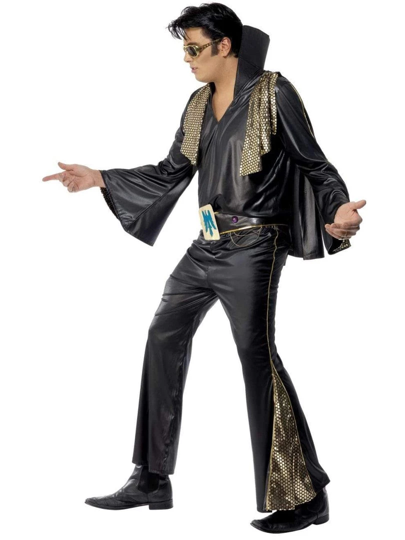 Smiffys Elvis Black & Gold Adult Men's Costume 4 Smiffys Elvis Black & Gold Adult Men's Costume