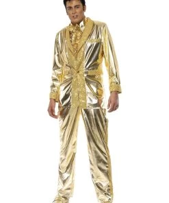 Smiffys Mens Elvis Gold Lamé Suit Adult Men's Costume