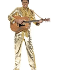 Smiffys Mens Elvis Gold Lamé Suit Adult Men's Costume 9 Smiffys Mens Elvis Gold Lamé Suit Adult Men's Costume