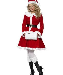 Smiffys Miss Santa Adult Women's Costume With Muff Womens