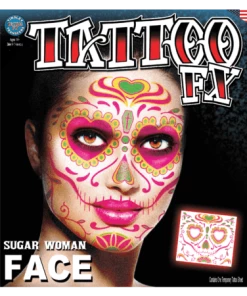 Tinsley Transfers Womens Sugar Woman Face Temporary Tattoo