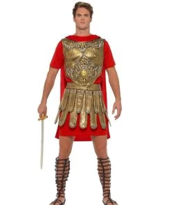 Smiffy's Mens Roman Gladiator Costume Gold