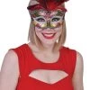Tomfoolery Womens Masquerade Red Mask With Feathers