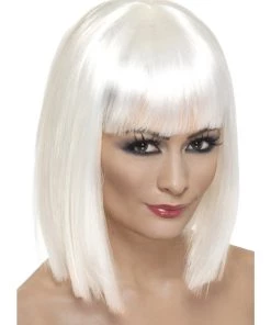 Smiffys White Glam Wig For Adults