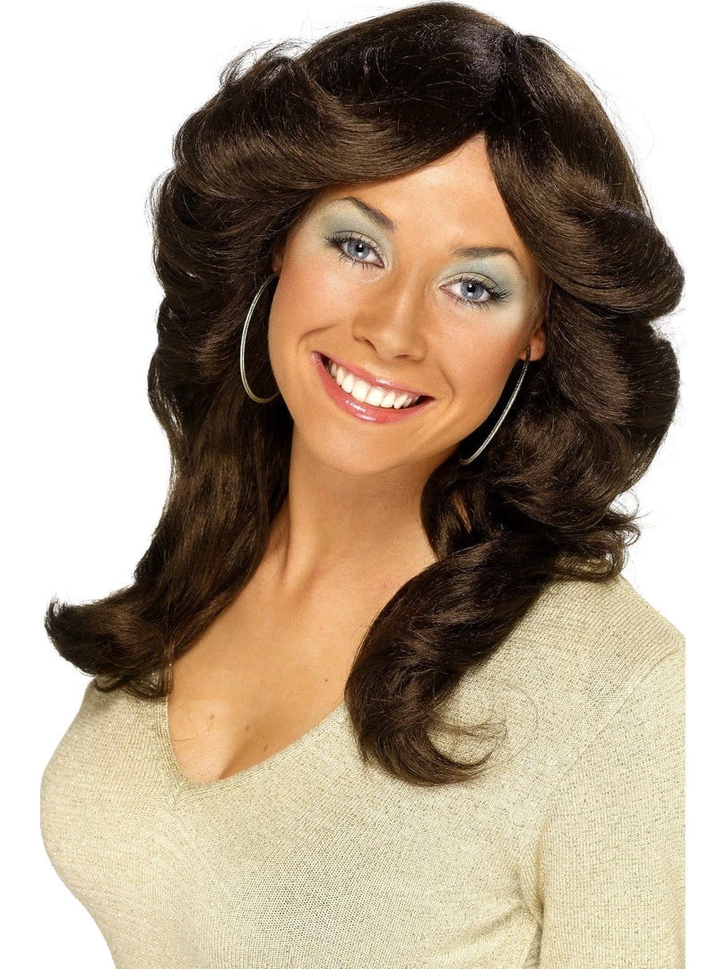 Smiffys Womens Kelly Garret 70s Brown Flick Accessory Wig 3 Smiffys Womens Kelly Garret 70s Brown Flick Accessory Wig