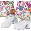Smiffys Groovy 70s Mens White Platform Shoes