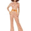 Smiffys Womens 1970s Chic Costume Woman's Orange Jumpsuit