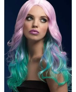 Smiffys Khloe Pastel Ombre Rainbow Heat Resistant Accessory Wig Womens