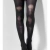 Smiffy's Distressed Opaque Tights Black Womens