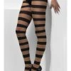 Smiffys Womens Glam Witch Nude & Black Stripe Opaque Tights