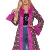 Smiffys Womens 60s Psychedelic Hippie Coat, Pink