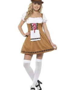 Smiffys Womens Bavarian Beer Maid Oktoberfest Costume, Brown