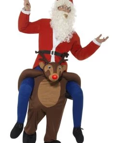 Smiffys Reindeer Rudolf Piggy Back Adult Costume Mens