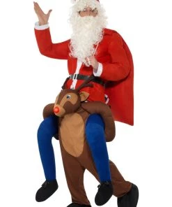 Smiffys Reindeer Rudolf Piggy Back Adult Costume Mens