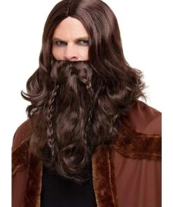 Smiffys Viking Barbarian Brown Beard And Wig Accessory Kit