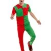 Smiffy's Elf Green & Red Adult Men's Costume Mens