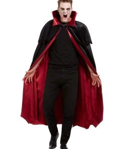 Smiffy's Deluxe Black Velour Vampire Cape With Red Lining Womens