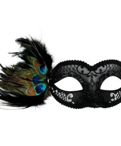 Tomfoolery Womens Peacock Feathers Masquerade Women's Mask Venetian Style