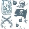 Tinsley Transfers Womens Pirate Fake Temporary Tattoo Buccaneer Costume Kit Makeup
