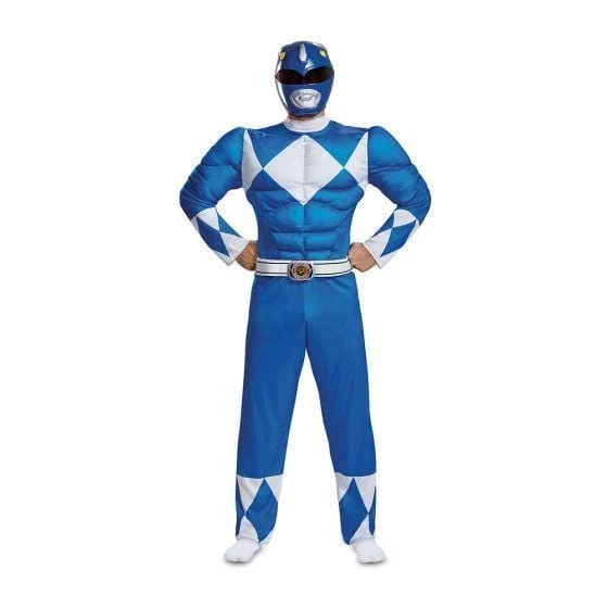 Disguise Power Rangers Mighty Morphin Blue Ranger Adult Costume Mens 4 Disguise Power Rangers Mighty Morphin Blue Ranger Adult Costume Mens