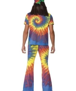 Smiffys 60's Tie Dye Top And Flared Trousers Mens