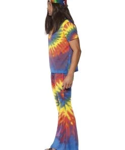 Smiffys 60's Tie Dye Top And Flared Trousers Mens
