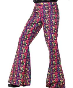 Smiffy's Psychedelic CND 60s 70s Peace Sign Hippie Mens Flares