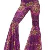 Smiffy's Psychedelic 60s 70s Printed Womens Stretch Flares