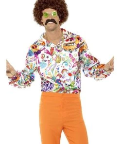 Smiffy's Groovy 60s 70s Super Mens Disco Hippie Shirt
