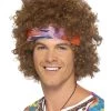 Smiffy's Mens Afro 60s Hippie Brown Wig