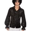 Smiffy's Buy Costumes 60's 70's Black Ruffled Shirt