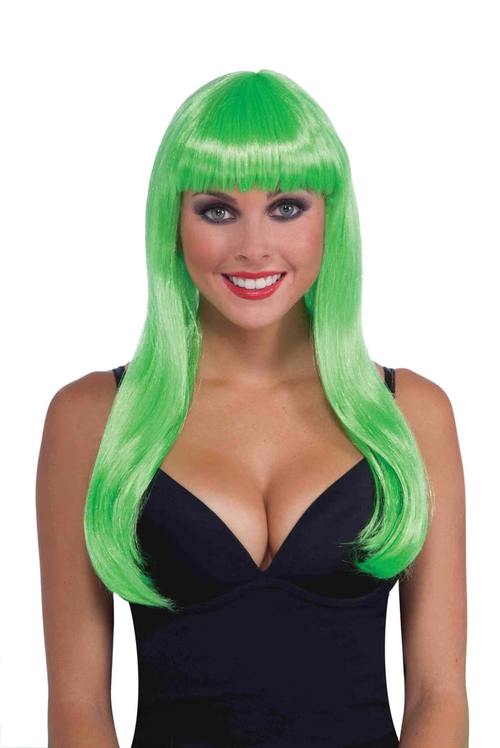 Rubies Neon Green Wig For Adults Womens 3 Rubies Neon Green Wig For Adults Womens