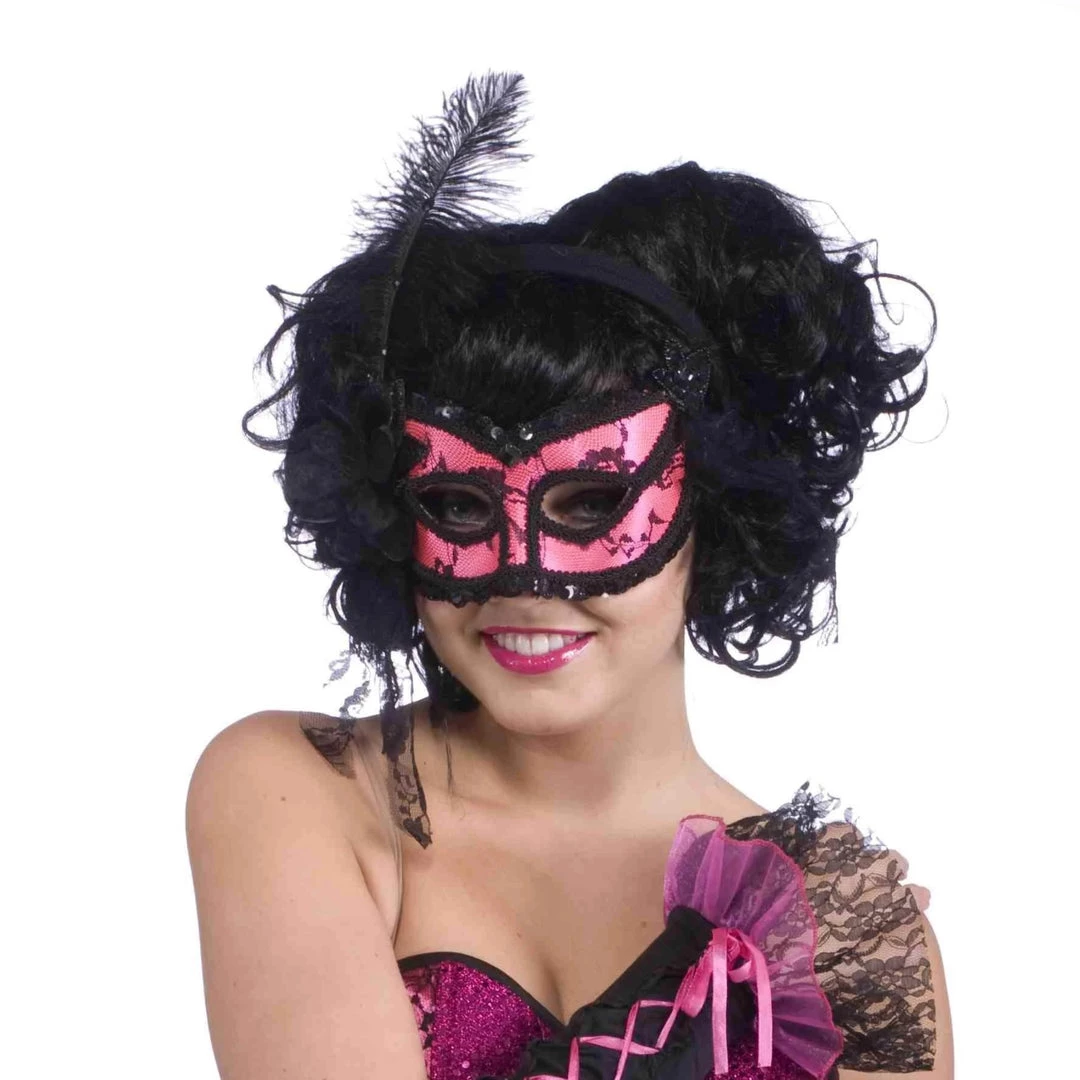 Rubies Burlesque Pink & Black Half Mask For Adults Womens 3 Rubies Burlesque Pink & Black Half Mask For Adults Womens