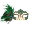 Tomfoolery Peacock Feathers Green Masquerade Mask Womens