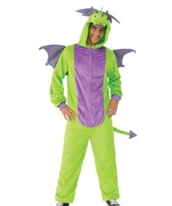 Rubies Dragon Green Furry Onesie Costume For Adults Womens