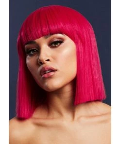 Smiffys Lola Magenta Pink Heat Resistant Accessory Wig Womens