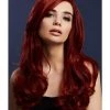 Smiffys Womens Khloe Ruby Red Blend Heat Resistant Accessory Wig