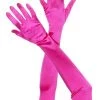 Music Legs Formal Hot Pink Long Satin Quality 1920's Stretchy Costume Gloves Womens