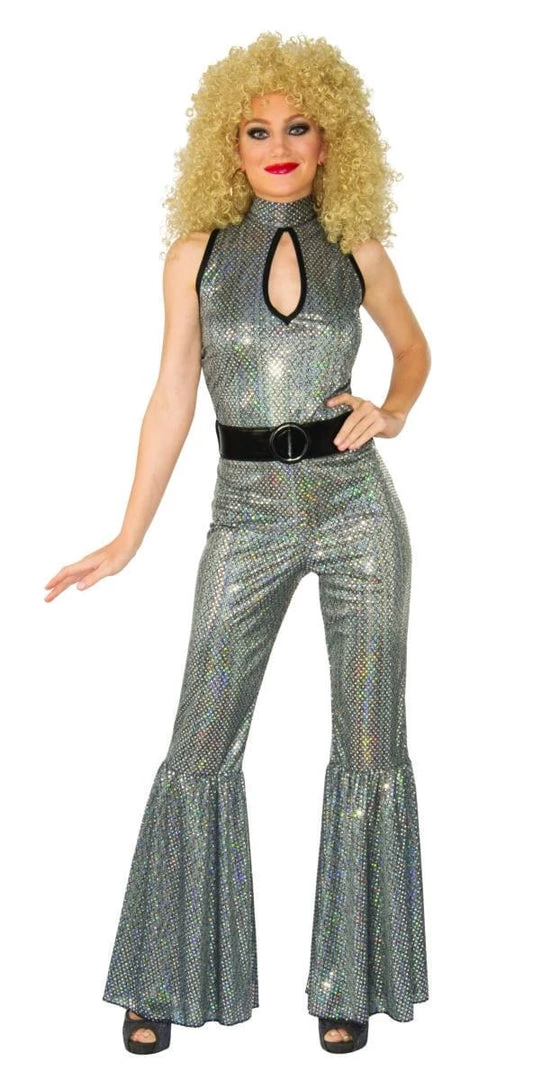 Rubie's Disco Diva 70's Silver Sequin Jumpsuit Costume 3 Rubie's Disco Diva 70's Silver Sequin Jumpsuit Costume